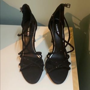 Strappy Black Sparkly Heels